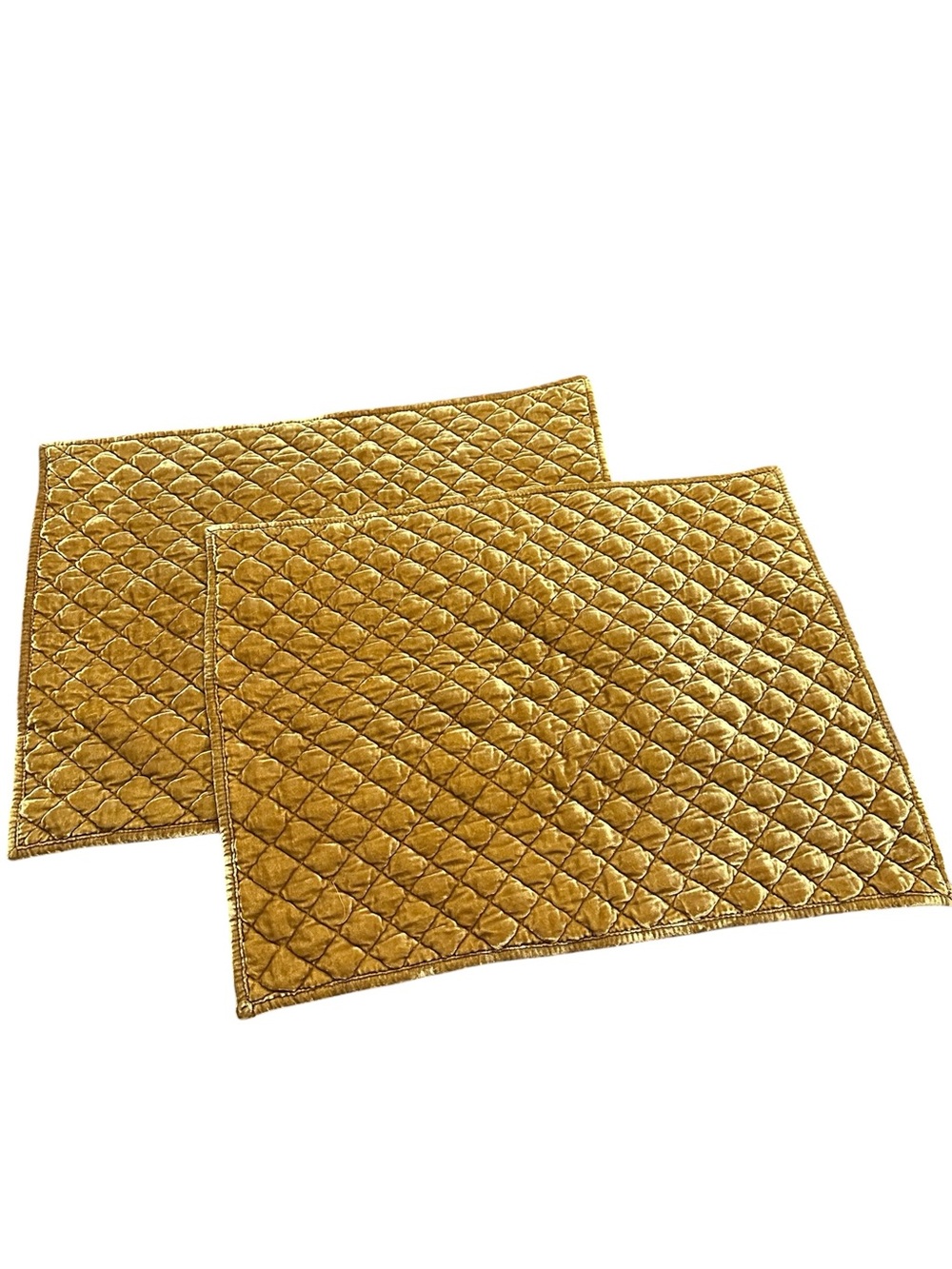 West Elm Gold Quilted Pillow Shams Covers Pair of 2 Standard size